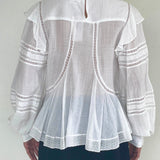 Isabel Etoile White High Neck Long Sleeve Blouse