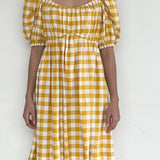 Tayo Studio Yellow Dress with Puff Sleeve