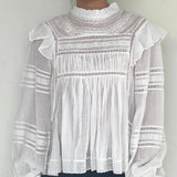 Isabel Etoile White High Neck Long Sleeve Blouse