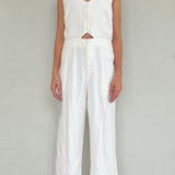 Pomelo White Jumpsuit with Front Cut Out