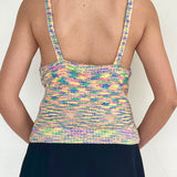 Over Kleshas Multi Color Crochet Top With Button Detail