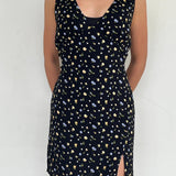 Reformation Black Floral Dress With Back Tie Detail