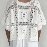 Nirvana Collective White Chochet Knit Open back Top