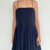 Owa Sylvia Black Linen  Pleated Dress