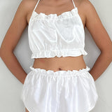 Eve The Label White Silk Co Ord Top & Shorts