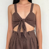 Posse Chocolate Brown Chest Wrap Top