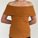 C/Meo Collective Brown Off Shoulder Blouse