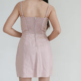 Reformation Pink Sleeveless Mini Dress with Back Ruched Design