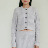 Steele Purple Crochet Knitted Co ord with Long Sleeve Top & Long Skirt