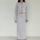 Steele Purple Crochet Knitted Co ord with Long Sleeve Top & Long Skirt