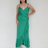 Mestiza Green Silk Sleeveless Layered Dress