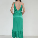 Mestiza Green Silk Sleeveless Layered Dress