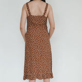 Rouje Brown Sleeveless Polka Dot Dress