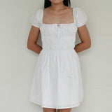 Princess Polly White Puff Sleeve Backless with Ruched Design