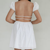 Princess Polly White Puff Sleeve Backless with Ruched Design