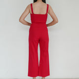 Staud Red Jumpsuit With Front Button Detail