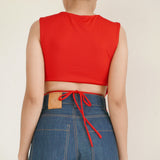 Princess Polly Red Sleeveless Round Neck Blouse