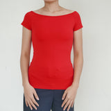 Helmut Lang Red Stretchable Off Shoulder Blouse