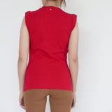 Carven Red  Stretchable With Double Half Linen Blouse