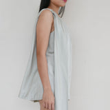 Patty Ang Green Silk Blouse With One Sided Shoulder Detail