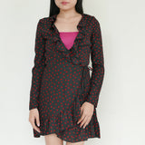 Realisation Black Polka Dot Long Sleeve Dresswith Tie