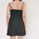 Realisation Par Black Silk Sleeveless Mini Dress with Back Ruched Design