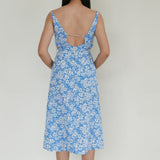 Topshop Blue Floral Dress With Side By Side Cut Out