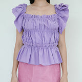 Rosanna Ocampo Purple Off Shoulder Top With Ruffles Design