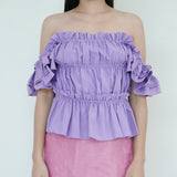 Rosanna Ocampo Purple Off Shoulder Top With Ruffles Design