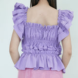 Rosanna Ocampo Purple Off Shoulder Top With Ruffles Design