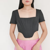 Staud Black Ribbed Staud Top