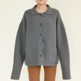 Nothing Written Gray Ribbed Jacket with Front Pocket