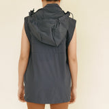 J.Lindebrg Black Silk Hoodie Vest