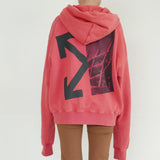 Main Label Red Vintage Hoodie Jacket with Front Pocket