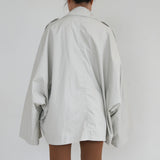 Beige Silk Maison Coat With Front Button Detail