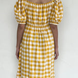 Tayo Studio Yellow Dress with Puff Sleeve