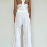 Pomelo White Jumpsuit with Front Cut Out