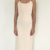 Eustacia Beige Halterneck Backless Dress with Back Adjustment Design